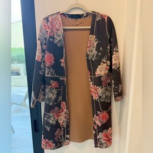 Anthropologie Monarc Soft (Faux Suede) Floral Open Front Cardigan SZ S